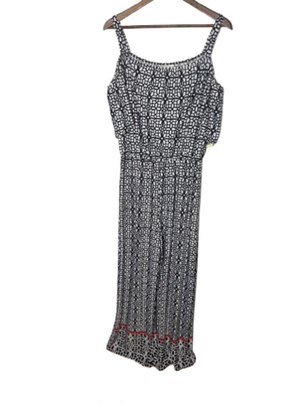 NWT Black & White Patterned Jumpsuit with Off Shoulder Sleeves & Wide Legs